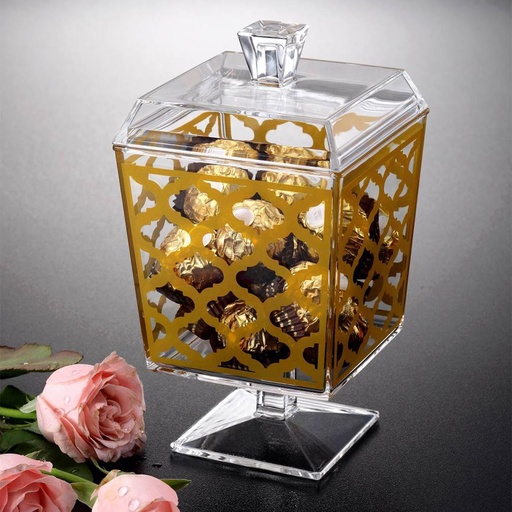 [02-612] Vague Acrylic Square Candy Box Large Gold Printing