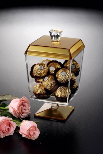 [02-613] Vague Acrylic Square Candy Box Large Gold Coating