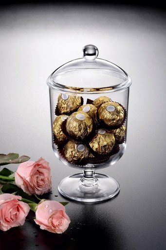 [02-626] Vague Acrylic Round Candy Box Large Clear