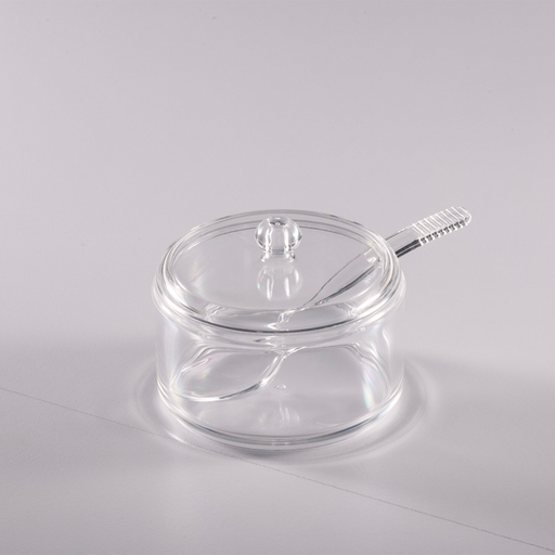 [02-1125] Vague Round Acrylic Serving Suger Pot with Spoon