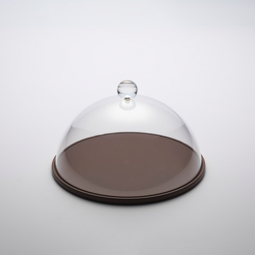 [02-1136] Vague Round Wooden Serving Platter with Acrylic Cover Set 26 cm