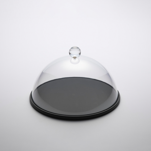 [02-1137] Vague Round Wooden Serving Platter with Acrylic Cover Set 26 cm