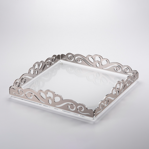 [02-1152] Vague Acrylic Square Laser Tray 40 cm Silver Bronzing