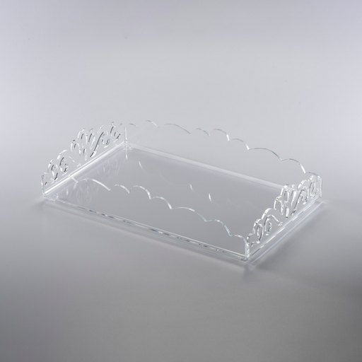 [02-1154] Vague Acrylic Rectangular Laser Tray 25 cm x 40 cm Transparent