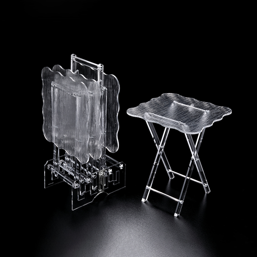 [02-1182] Vague Acrylic 4 Tables with Stand Set Clear