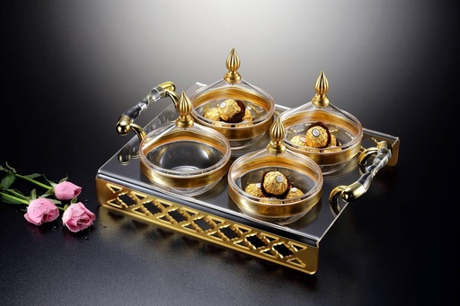 [02-640] Vague Laser Tray with Canisters Clear 39 cm