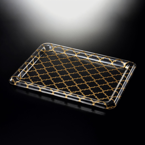 [02-658] Vague Acrylic Traditional Tray Clear with Gold 50 cm