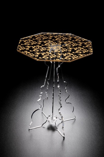 [02-661] Vague Heavy Octagon Golden Acrylic Coffee Table