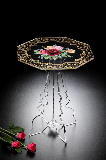 [02-662] Vague Heavy Octagon Golden Acrylic Coffee Table