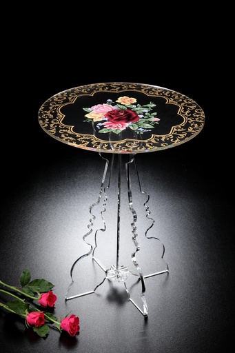 [02-665] Vague Heavy Round Golden Acrylic Coffee Table