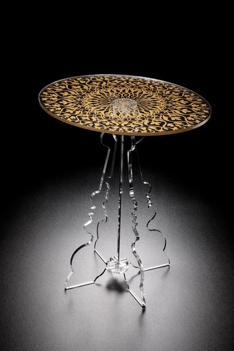 [02-666] Vague Heavy Oval Golden Acrylic Coffee Table