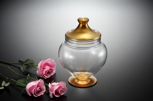 [02-682] علبة حلوى  من الأكريليك  كبيرة ذهبية اللون