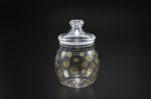 [02-708] Vague Acrylic Belly Round Jar with Gold Rose S