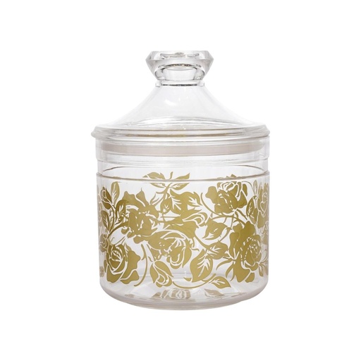 [02-714] Vague Acrylic Long Clear Jar with Gold Rose S