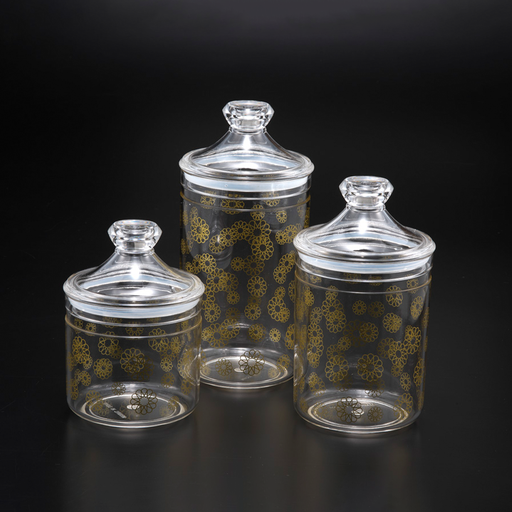 [02-716] Vague Acrylic Long Clear Jar with Gold Rose Large