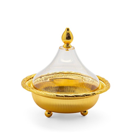 [02-749] Vague Metal Dates Bowl with Acrylic Cover 15 cm