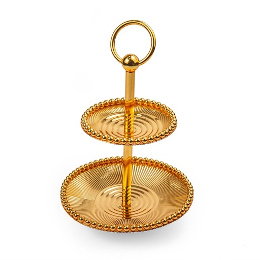 [02-757] Vague Round 2 Tiers Metal Candy Plates 13/9 cm