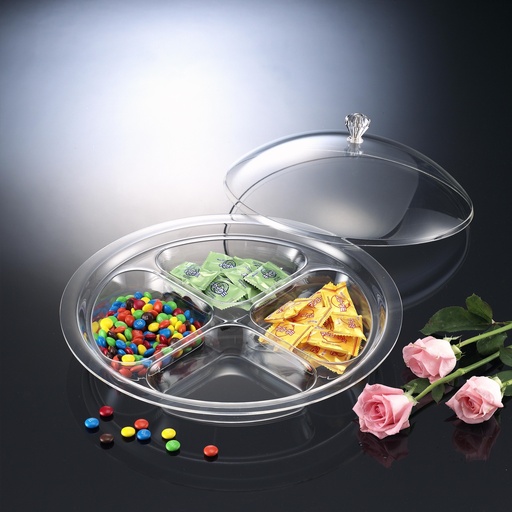 [02-763] Vague Acrylic Round 4 Comp. Serving Set 35 cm