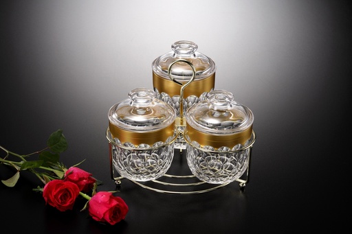 [02-796] Vague Acrylic 3 Jars Set with Stand