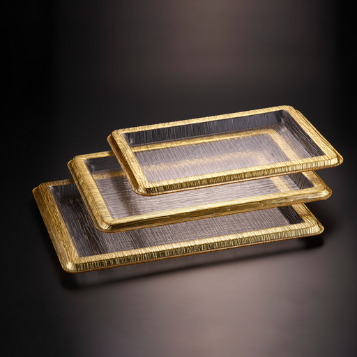[02-809] Vague Acrylic Bark Golden Tray 65 cm