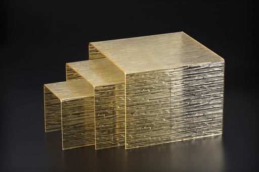 [02-834] Vague Acrylic Display Cubic Set Bark Gold Lines Taiwan