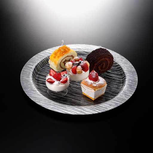 [02-846S] Vague Round Acrylic Serving Plate Bark Design 35 cm Taiwan