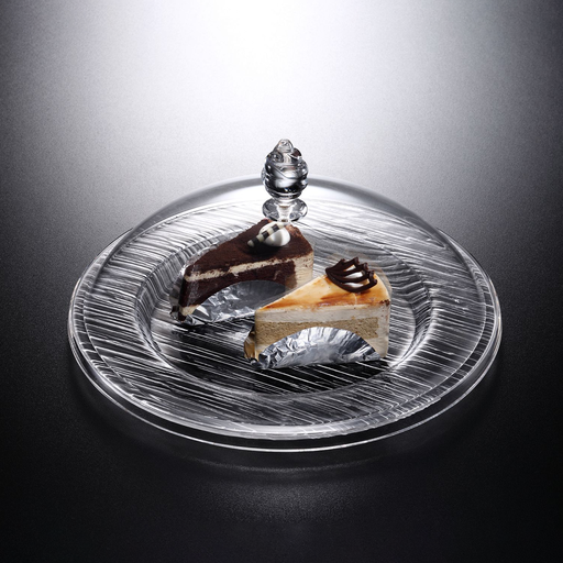 [02-852] Vague Acrylic Serving Set Round Bark Clear 35 cm