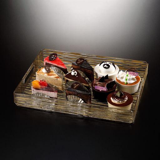 [02-863GT] Vague Basic Tray Bark Golden Lines 40 cm