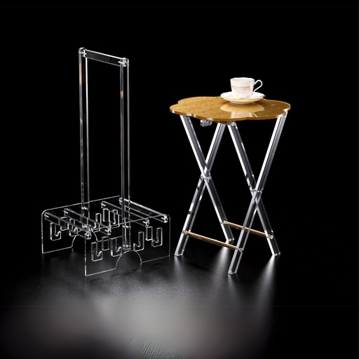 [02-864G] Vague Four Piece Acrylic Tables Set Bark Design