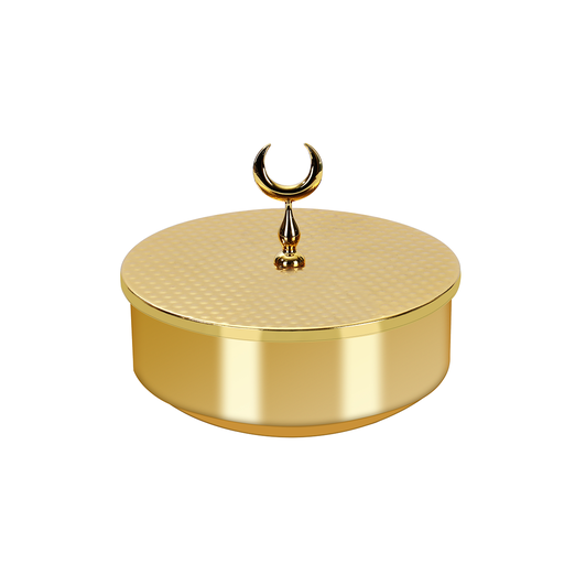 [02-913] Vague Golden Round Steel Candy Box 12.3 cm