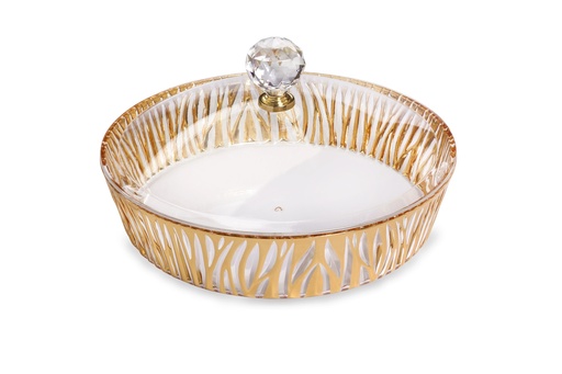 [02-949] Vague Round Acrylic Candy Box withCover 25.5 cm x 25.5 cm
