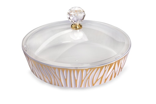 [02-973] Vague Round Acrylic Candy Box with Cover 25.5 cm x 25.5 cm