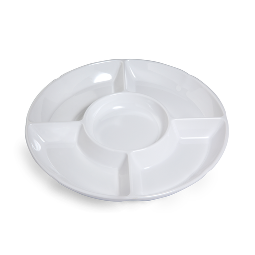 [36-219] Vague Melamine Mezze Round 5 Compartment Plate 25 cm