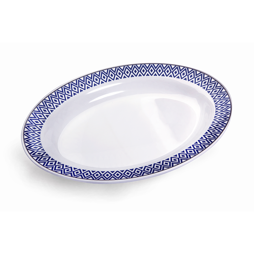 [36-372] Vague Melamine Oval Plate Blue 14"