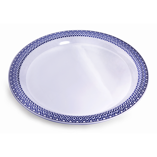 [36-393] Vague Melamine Round Tray  Blue Line 18"
