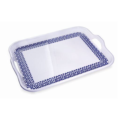 [36-395] Vague Melamine 2 Handle Tray  Blue Line17.5"