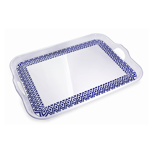 [36-396] Vague Melamine 2 Handle Tray Blue Line 20.5"