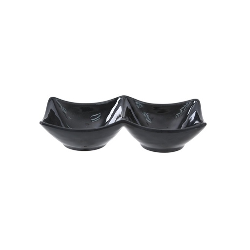 [36-523B] Vague Black Melamine Mezza Plate two comaprtments