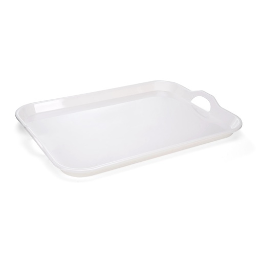 [36-557] Vague Melamine Rectangular Tray with Handle 20.5" Ivory