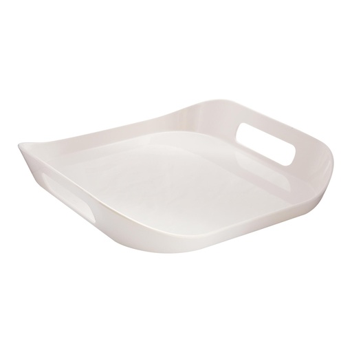 [36-562] Vague Melamine Square Tray with Handle 13.5" x 2.5" Ivory