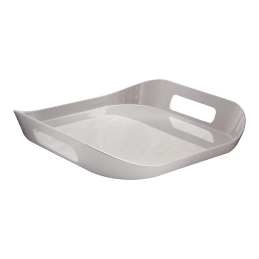 [36-563] Vague Melamine Square Tray with Handle 13.5" x 2.5" Pearl Grey
