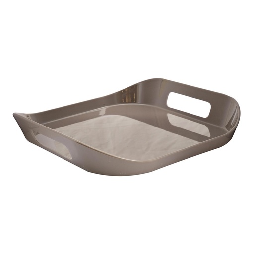 [36-564] Vague Melamine Square Tray with Handle 13.5" x 2.5" Hazelnut