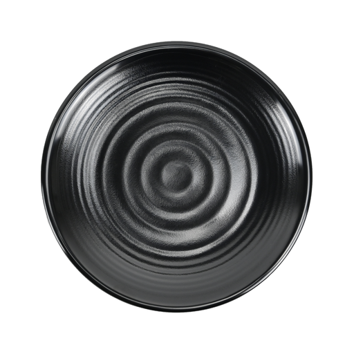 [36-633] Vague Black Melamine Round Spiral Plate 10"