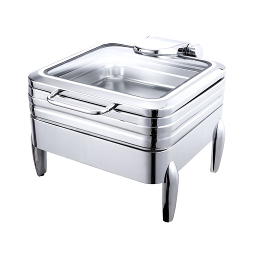[BF-010] Vague Stainless Steel Square 2/3 Chafing Dish with Glass Window Lid 6 Liter