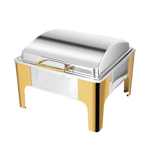 [BF-039G] Vague Square Stainless Steel 2/3 Chafing Dish 5.5L Semi Gold
