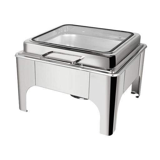 [BF-041S] Vague Square Stainless Steel 2/3 Chafing Dish with Glass Lid 6L