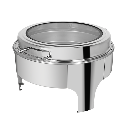 [BF-043S] Vague Round Stainless Steel Chafing Dish with glass lid 6L