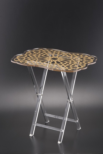 [T02-001] طقم طاولة فاج مكون من 4 قطع مع حامل مستطيل بطباعة ذهبية 50 سم × 40 سم