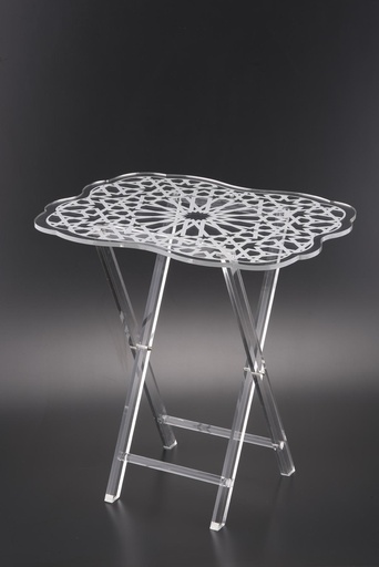 [T02-002] Vague Four Piece Rectangular Silver Acrylic Table Set