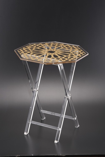 [T02-005] Vague 4 Pcs Table Set W Stand Oval W Gold Printing 40 cm x 40 cm